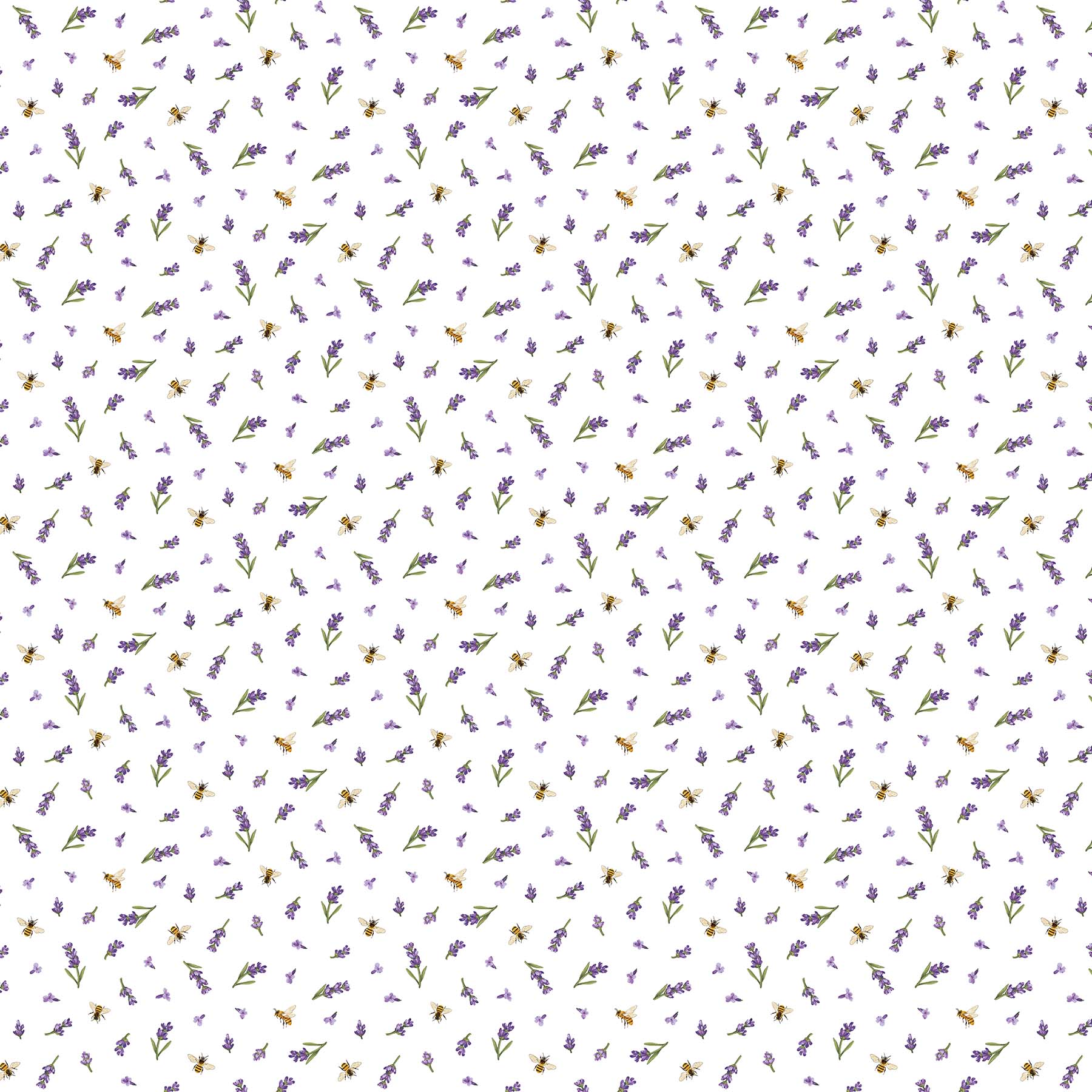 Lavender Market 100% Cotton Fabric - By the Yard - 24477-10 - Bee Toss - White Multi