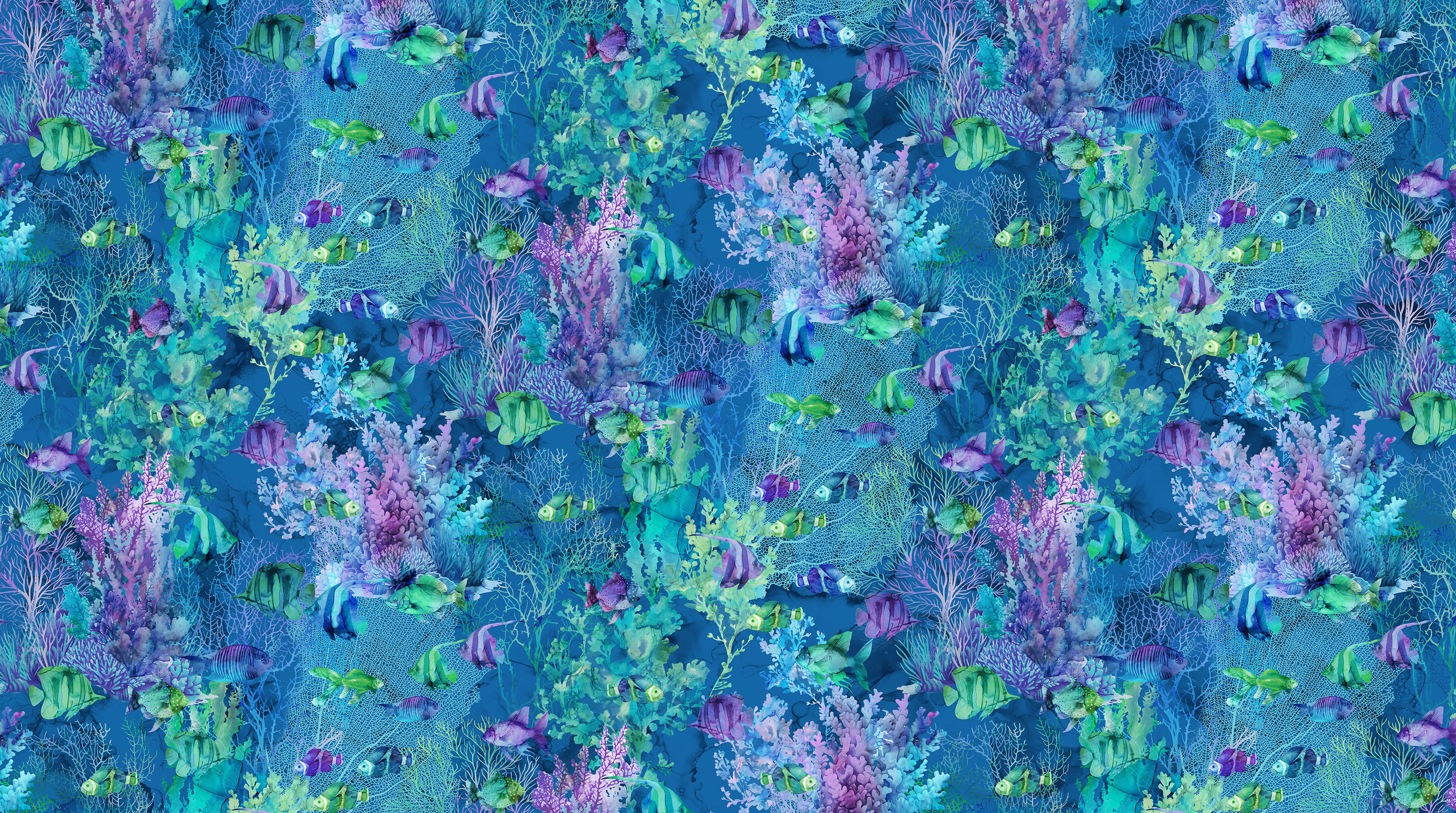 Coral Reef 100% Cotton Fabric - By the Yard - DP28879-48 Fish Navy
