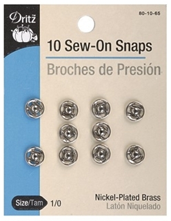 Dritz Sew-On Snaps Nickel Size #1/0  #80-10-65