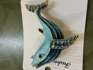 Rhinestone Brooch - Blue Whale