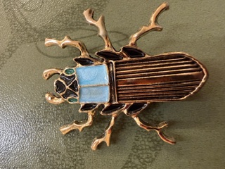 Rhinestone Brooch - Beetle - Turq