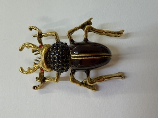Rhinestone Brooch - Beetle - Black