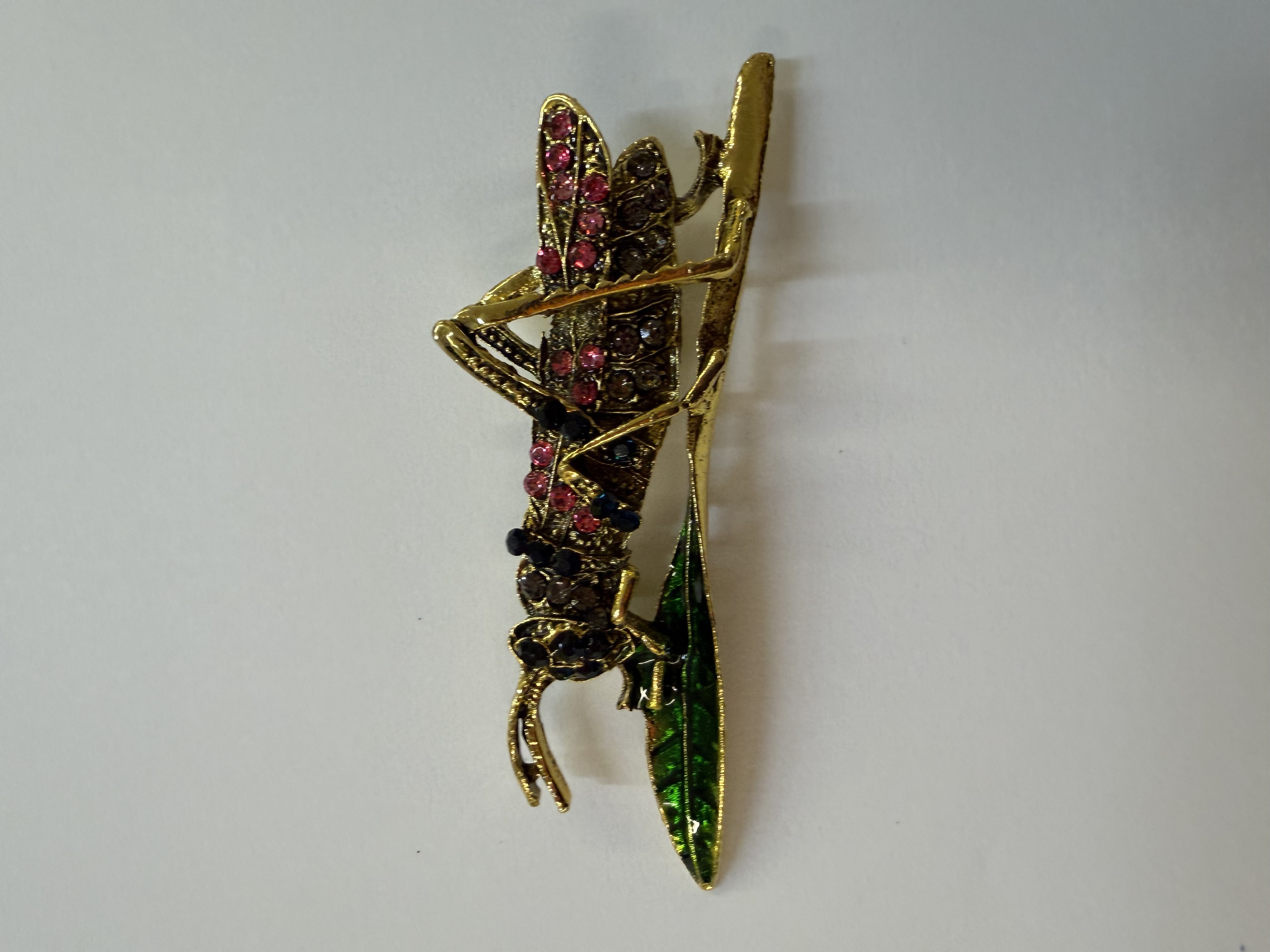 Rhinestone Brooch - Grasshopper