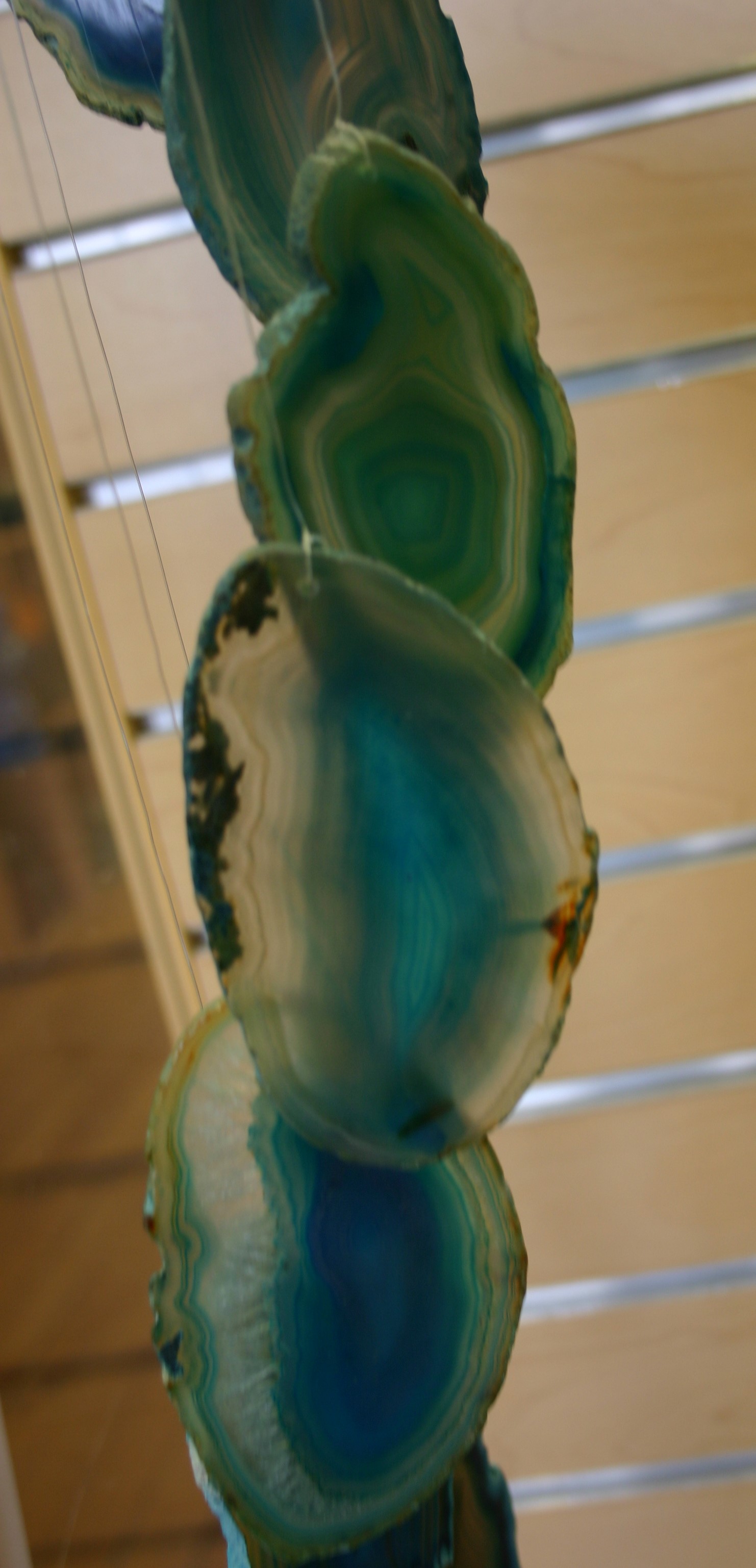 Wind Chime - Natural Agate Chimes in Turquoise - 7 Agate Slivers