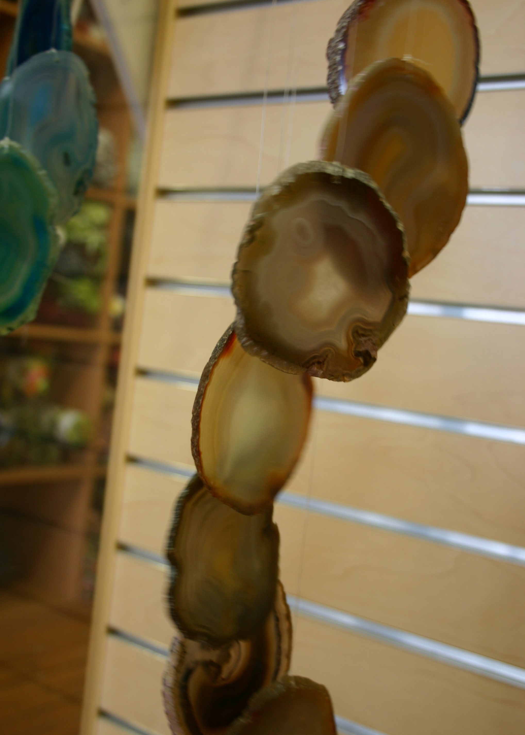 Wind Chime - Natural Agate Chimes in Natural Gray and Browns - 7 Agate Slivers
