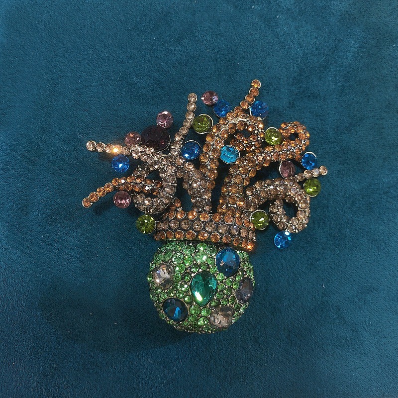 Rhinestone Brooch - Jellyfish - Green