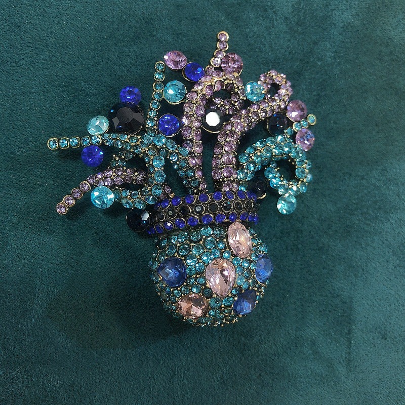 Rhinestone Brooch - Jellyfish - Blue
