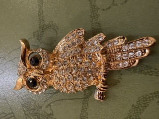Rhinestone Brooch - Owl - 034