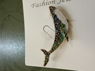 Rhinestone Brooch - Whale