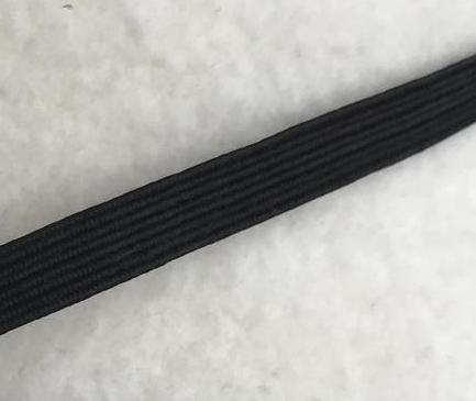 Elastic for Face Mask - 1/4 inch (6 mm) Flat Polyester Braid Elastic - Sold per Yard - 71% Polyester 29% Rubber - Black