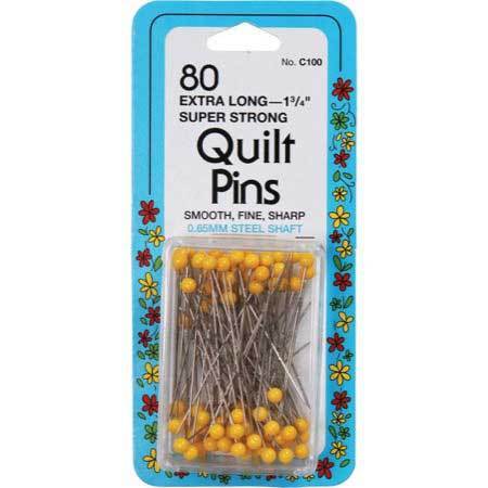 Collins C-100 Collins Quilting Pins 1-3/4 inchYellow Plastic Head 80 Count # C100