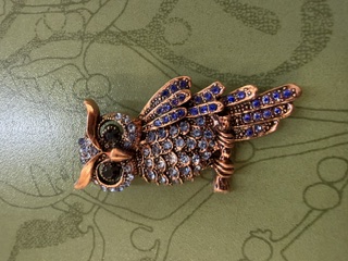 Rhinestone Brooch - Owl - 032