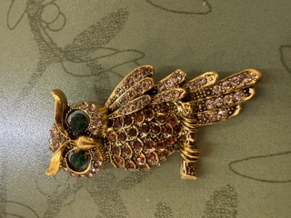Rhinestone Brooch - Owl - 033