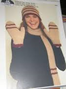 Plymouth Yarn Ladies Hat, Mittens and Scarf Set IN86