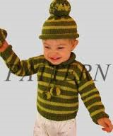 Misti Alpaca Baby Striped Pullover Cap and Mitts