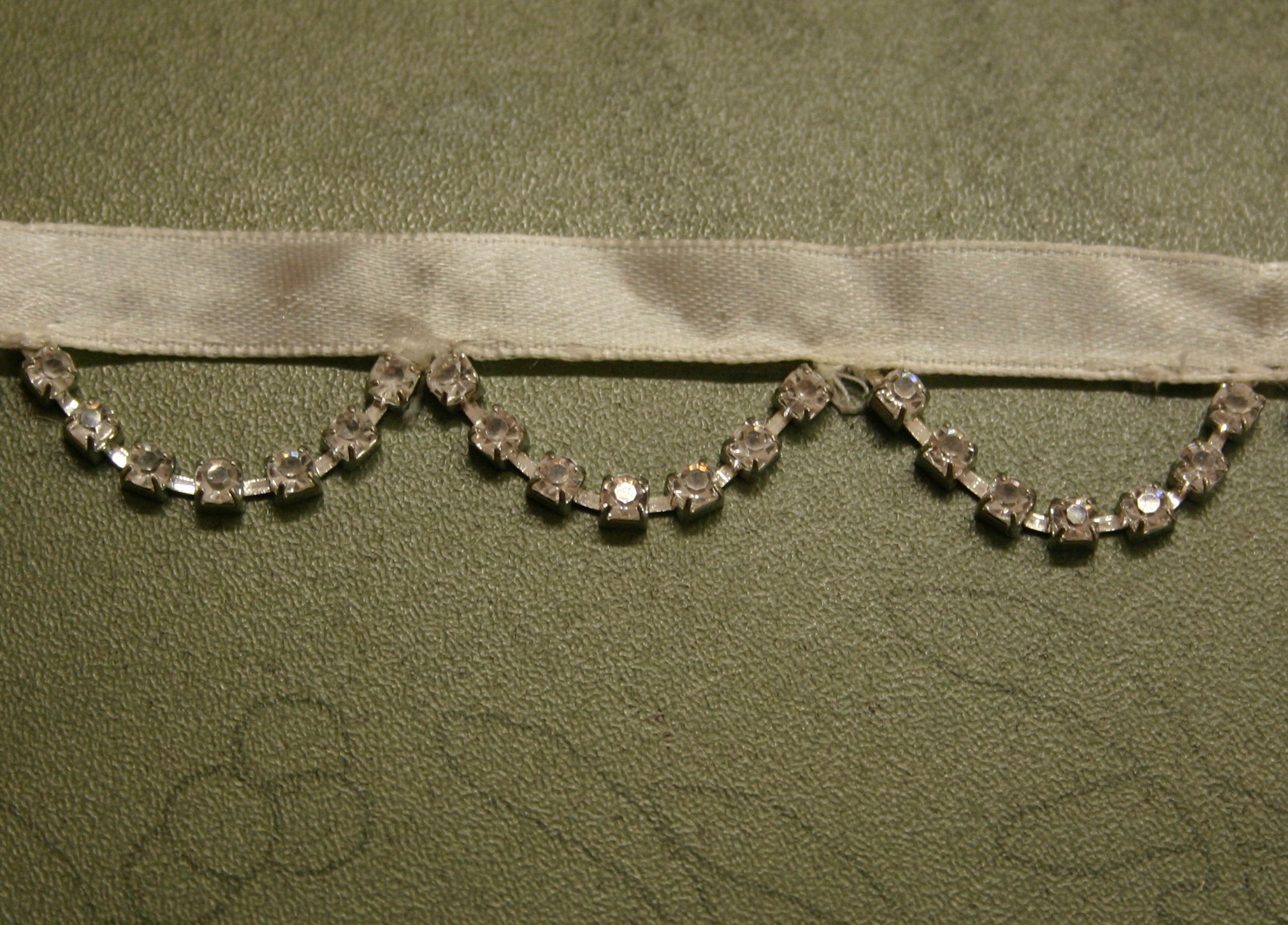 Bling Bling Trim - Crystals Looping Along White Ribbon - By the Yard