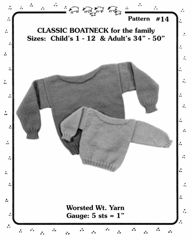 Yankee Knitters Classic Boatneck for the Family  - Size Child 2-12 & Adult 34 -