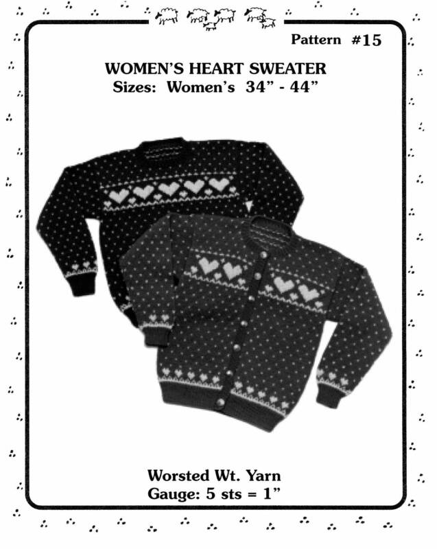 Yankee Knitters Womens Heart Sweater - Size 34 - 44 inch