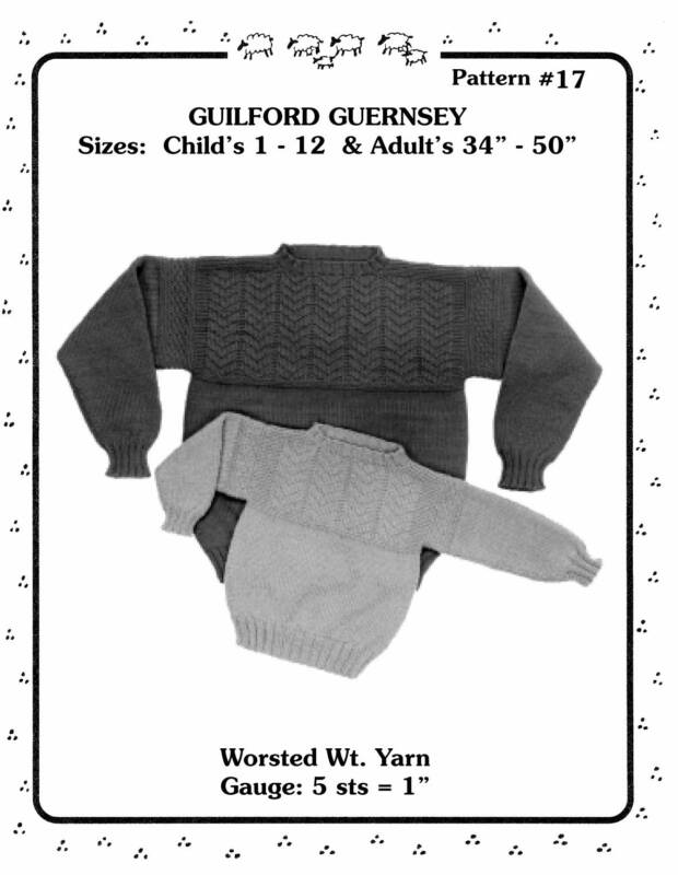 Yankee Knitters Guilford Guernsey for the Family  - Size Child 1-12 & Adult 34 -