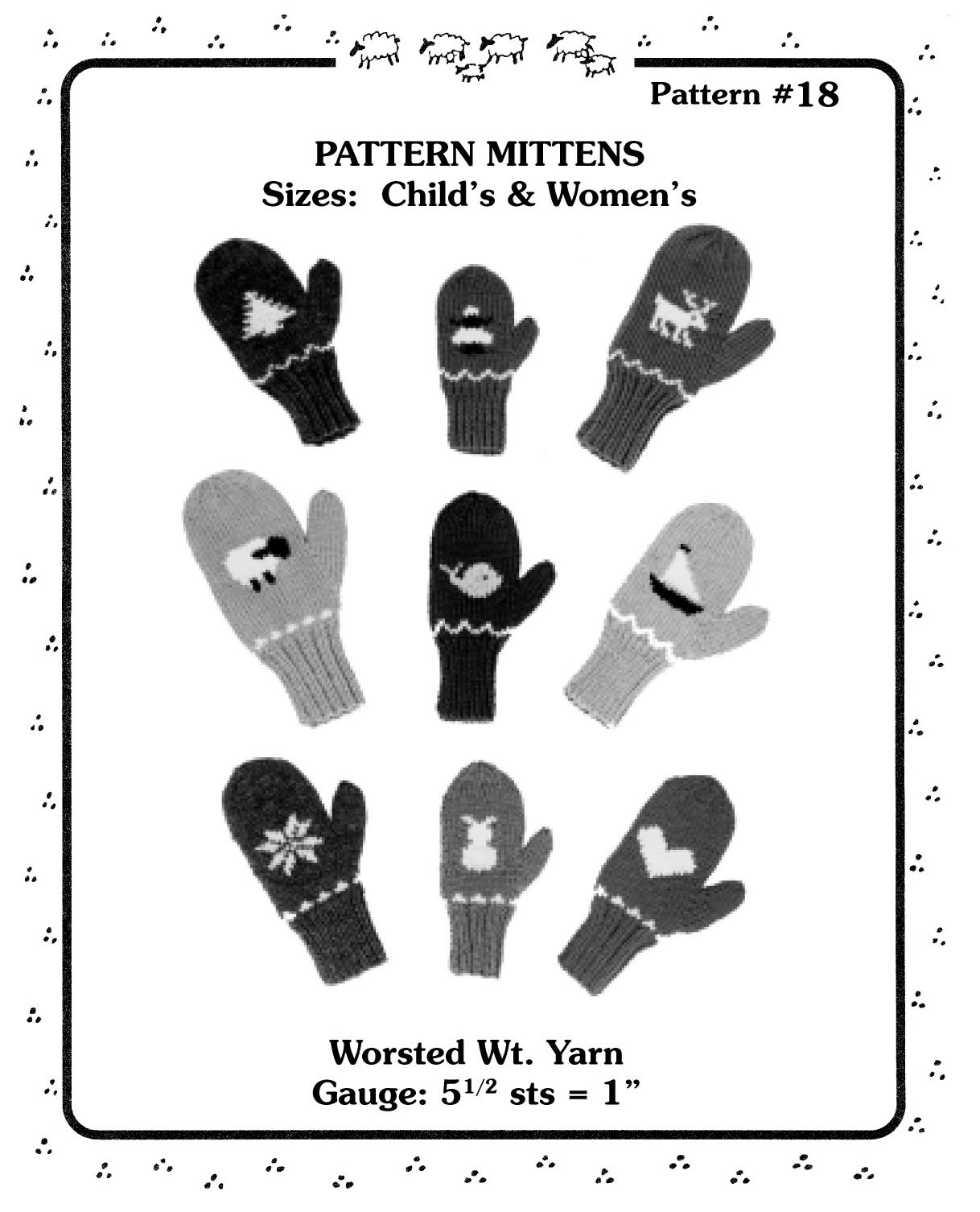 Yankee Knitters Patterned Mittens - Childs & Womens #18
