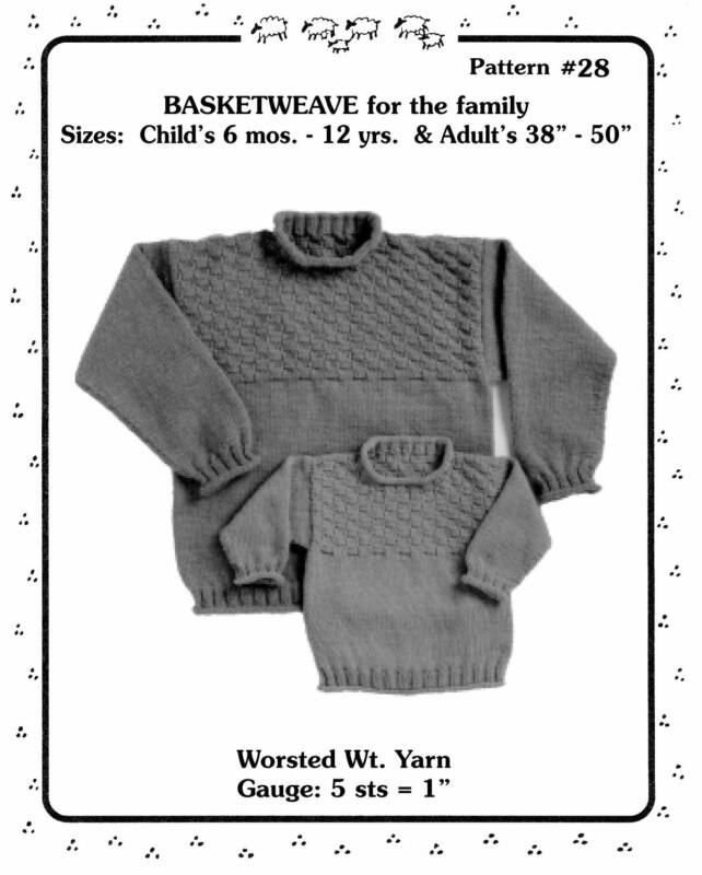 Yankee Knitters Basketweave for the Family  - Size Child 6 mos -12 years & Adult